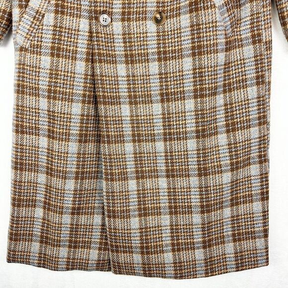 Fore Houndstooth Plaid Double Breasted Pea Coat Size Medium NEW Longline - Picture 5 of 7